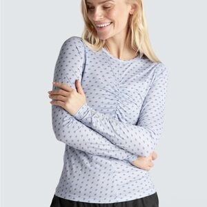 Planet Nusa Women's Light Blue Patterned Long Sleeve Workout Top - New!